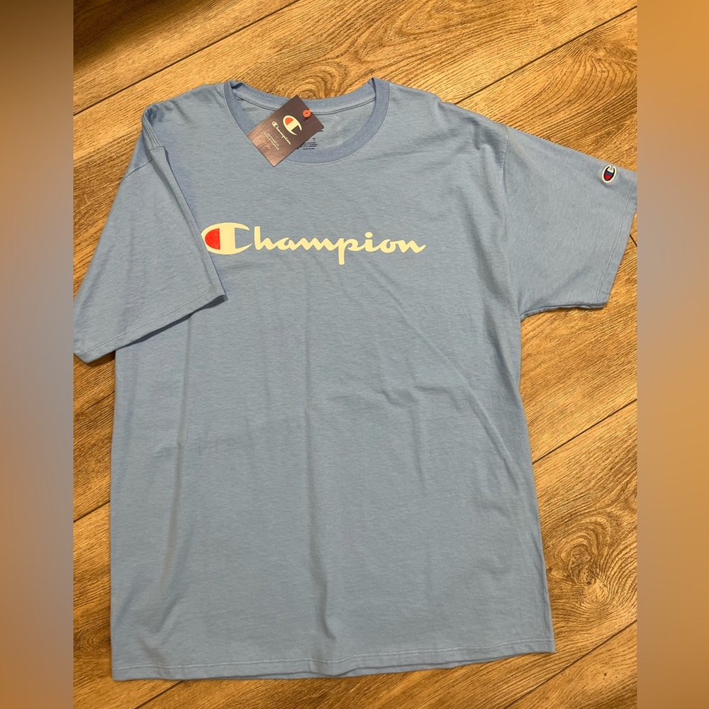 Champion Carolina-blue, shirt-sleeve T. New with tag!